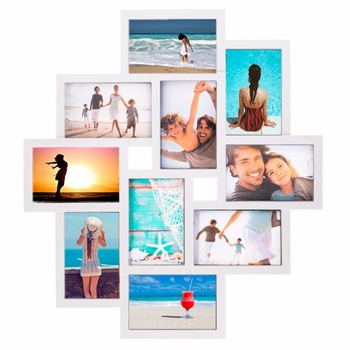 Rama foto 48x53 cm, colaj 10 fotografii dimensiuni diferite, alb Rama foto 48x53 cm, colaj 10 fotografii dimensiuni diferite, alb