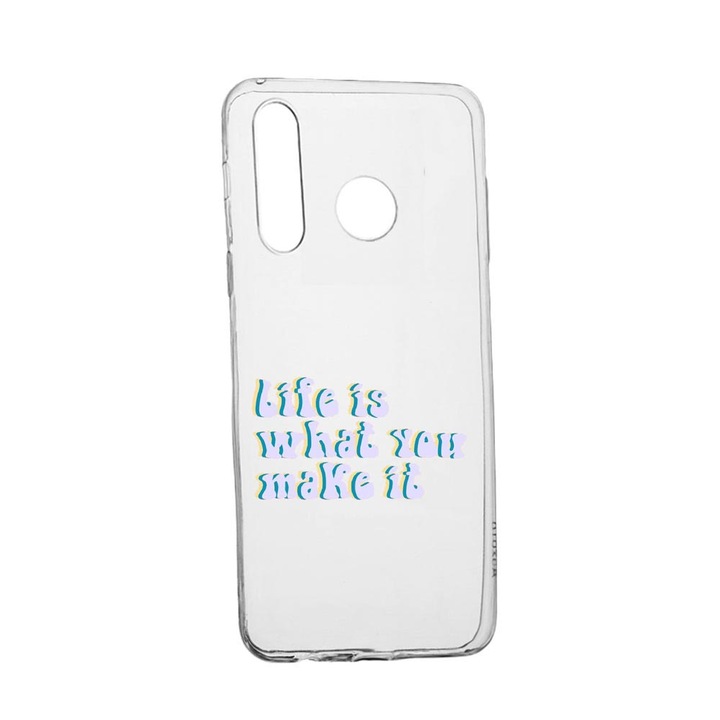 Husa cu mesaj Life is..., pentru Samsung Galaxy A21, rezistenta la uzura, anti-alunecare, din silicon Premium, 491