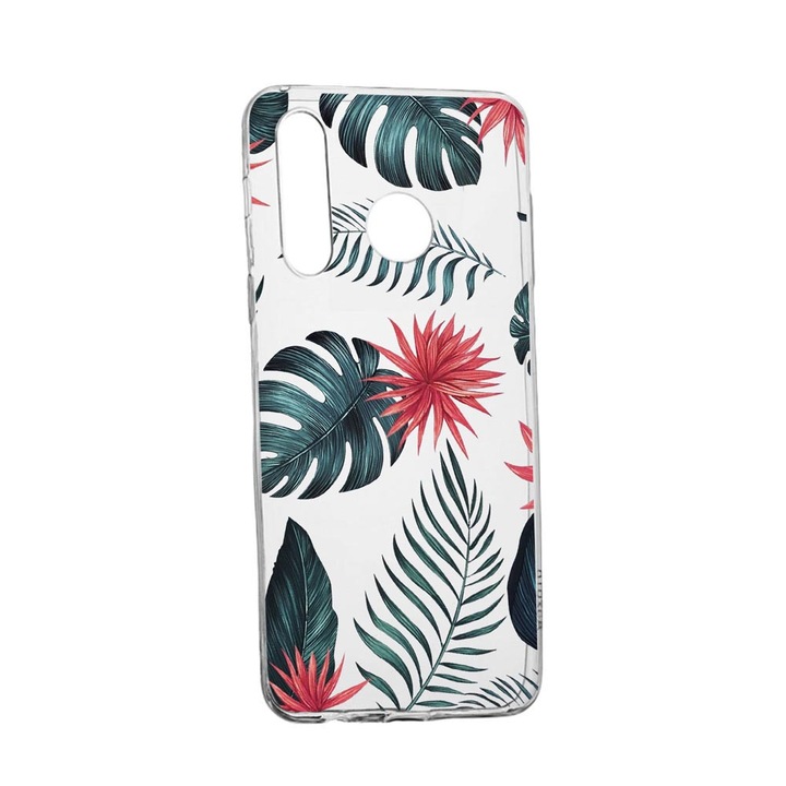 Husa Flori tropicale, pentru Samsung Galaxy A21, rezistenta la uzura, anti-alunecare, din silicon Premium, 497