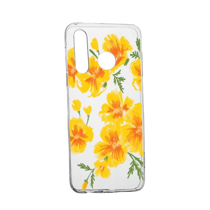 Husa Flori, culorile de pastel, pentru Samsung Galaxy A21, rezistenta la uzura, anti-alunecare, din silicon Premium, 502