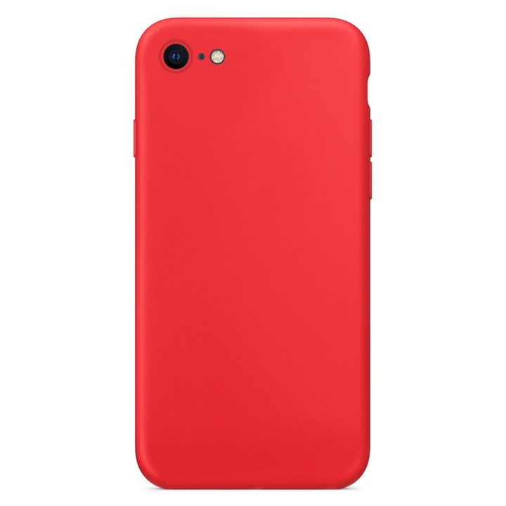 iPhone SE 2 kompatibilis tok, SILKASE Kameravédelem, Piros, puha szilikon