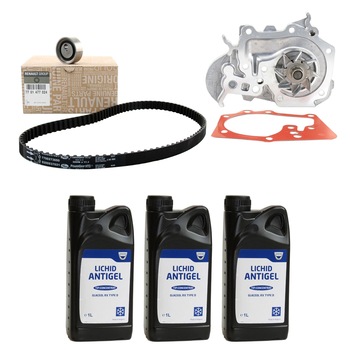 Pachet distributie cu pompa de apa si antigel originale Renault, Dacia pentru 1.4 1.6 MPI pana in fabricatie 2009, inclusiv Pachet distributie cu pompa de apa si antigel originale Renault, Dacia pentru 1.4 1.6 MPI pana in fabricatie 2009, inclusiv