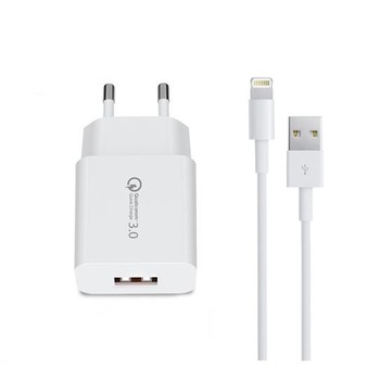 Incarcator Qualcomm 3.0 Fast Charging 1x USB + Cablu iOS Fast Charge 3A Incarcator Qualcomm 3.0 Fast Charging 1x USB + Cablu iOS Fast Charge 3A