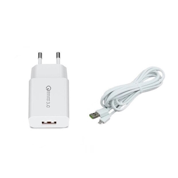 Incarcator Qualcomm 3.0 Fast Charging 1x USB + Cablu microUSB Fast Charge 3A