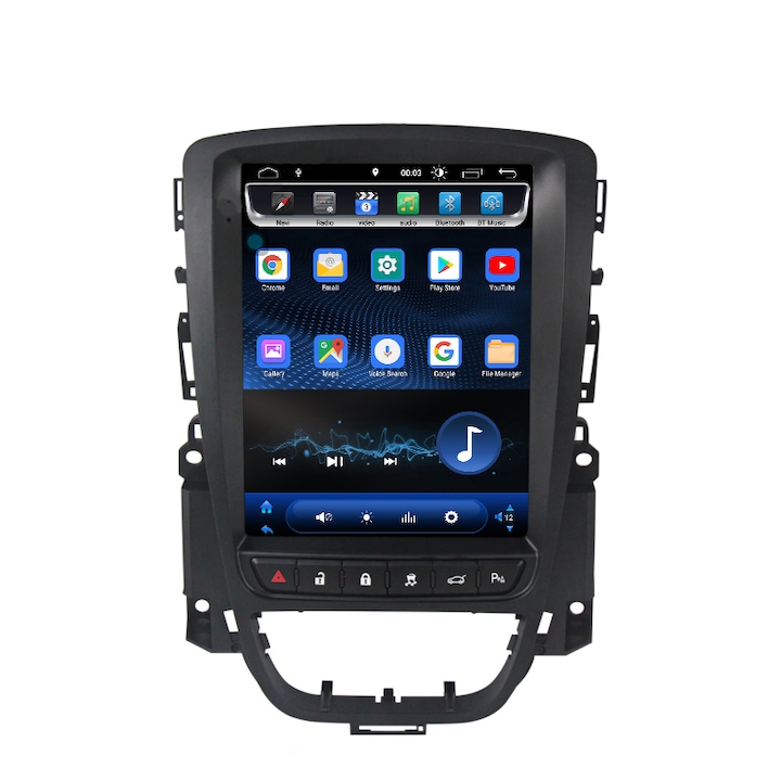 Navigatie Opel Astra J Tesla Style, Android 10, Display 10.1 Inch, Quad Core, 2 GB RAM 32 GB ROM, WiFi, Bluetooth, Waze, microfon extern si camera marsarier