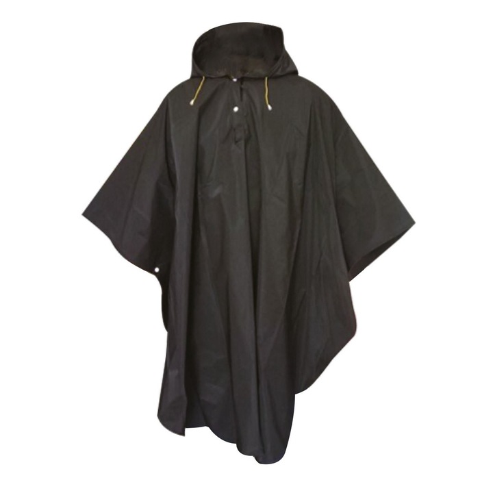Водоустойчив дъждобран MDM BLACK с качулка, универсален размер, черен