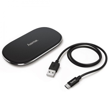 Incarcator Wireless Hama FC-10, 10W, Qi, Negru Incarcator Wireless Hama FC-10, 10W, Qi, Negru