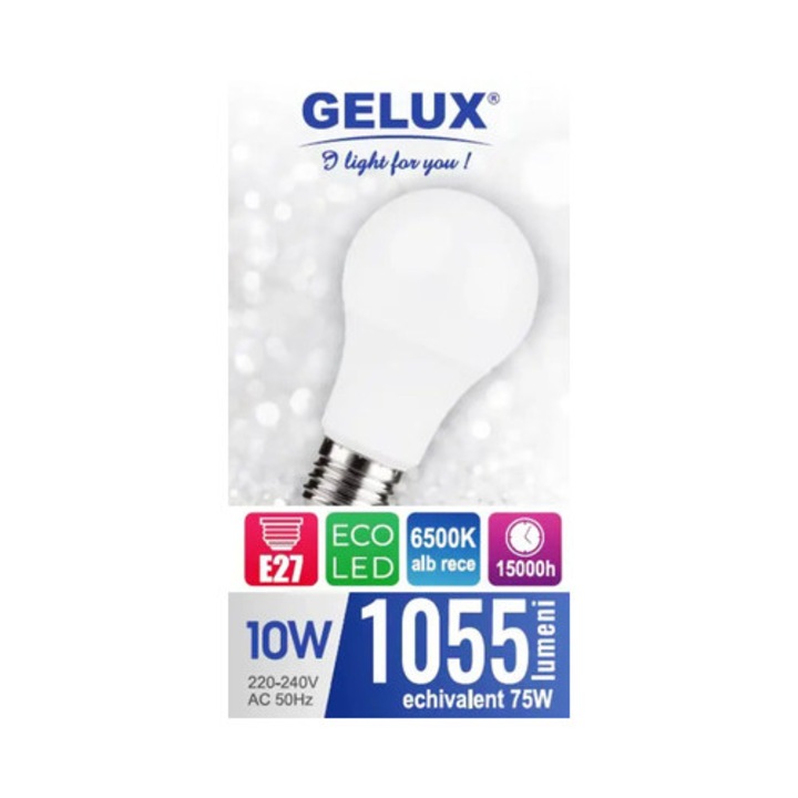 Bec LED Gelux E27 10W 220V, lumina rece