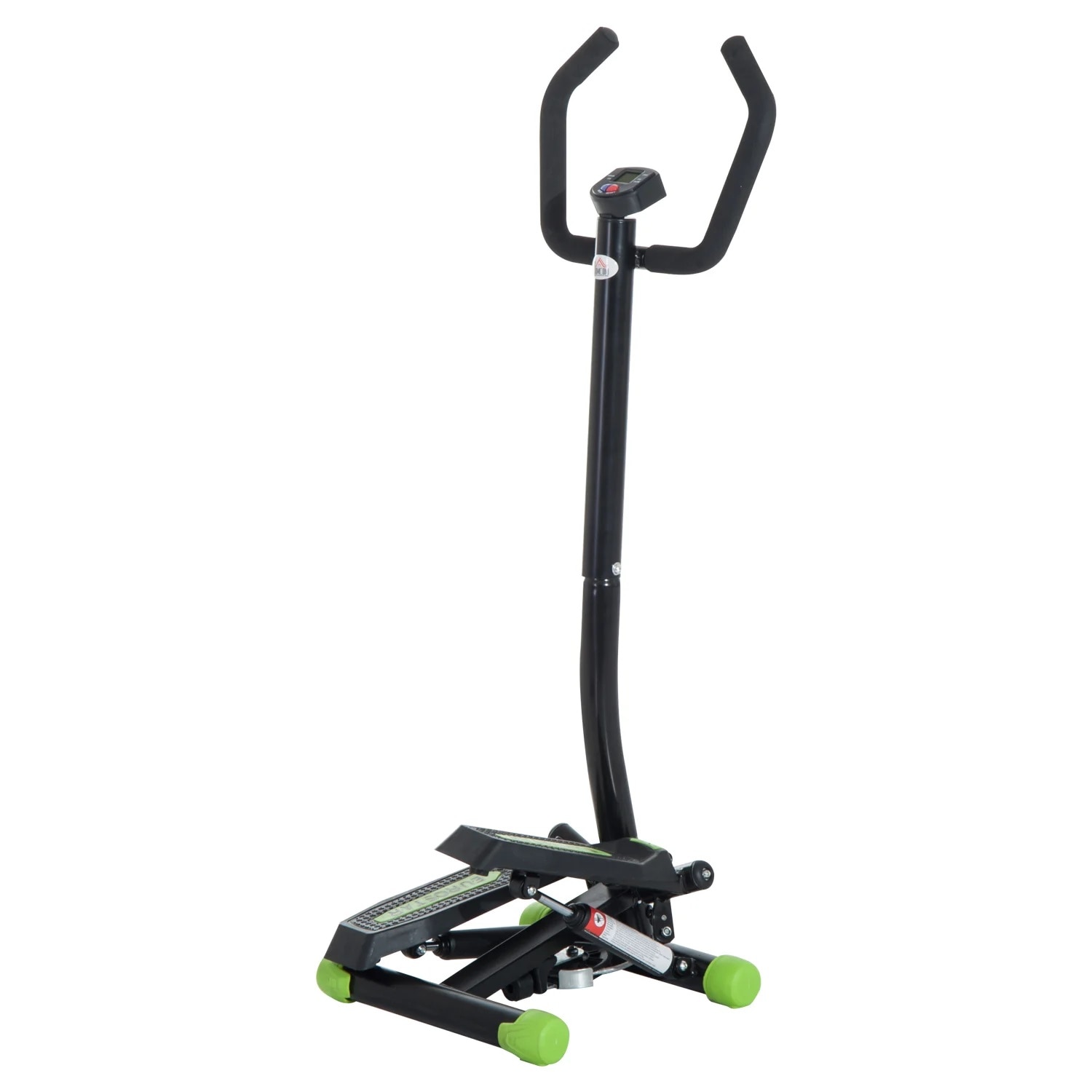 Set stepper, benzi elastice si salteluta antiderapanta, HomCom, Otel/ABS, 40 x 48 x 118 cm, Negru