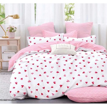 Lenjerie de pat pentru copii pat mare, 4 piese, roz JN0040 Lenjerie de pat pentru copii pat mare, 4 piese, roz JN0040