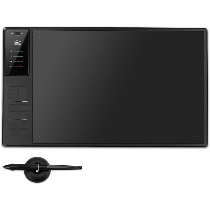 Tableta grafica cu stylus Huion WH1409 V2, Wireless, 8192 niveluri presiune, Negru