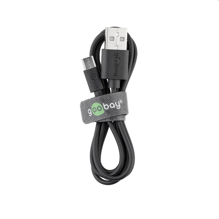 Data кабел за Fast Charging Goobay, USB / Micro USB, 1.8м/3А, черен