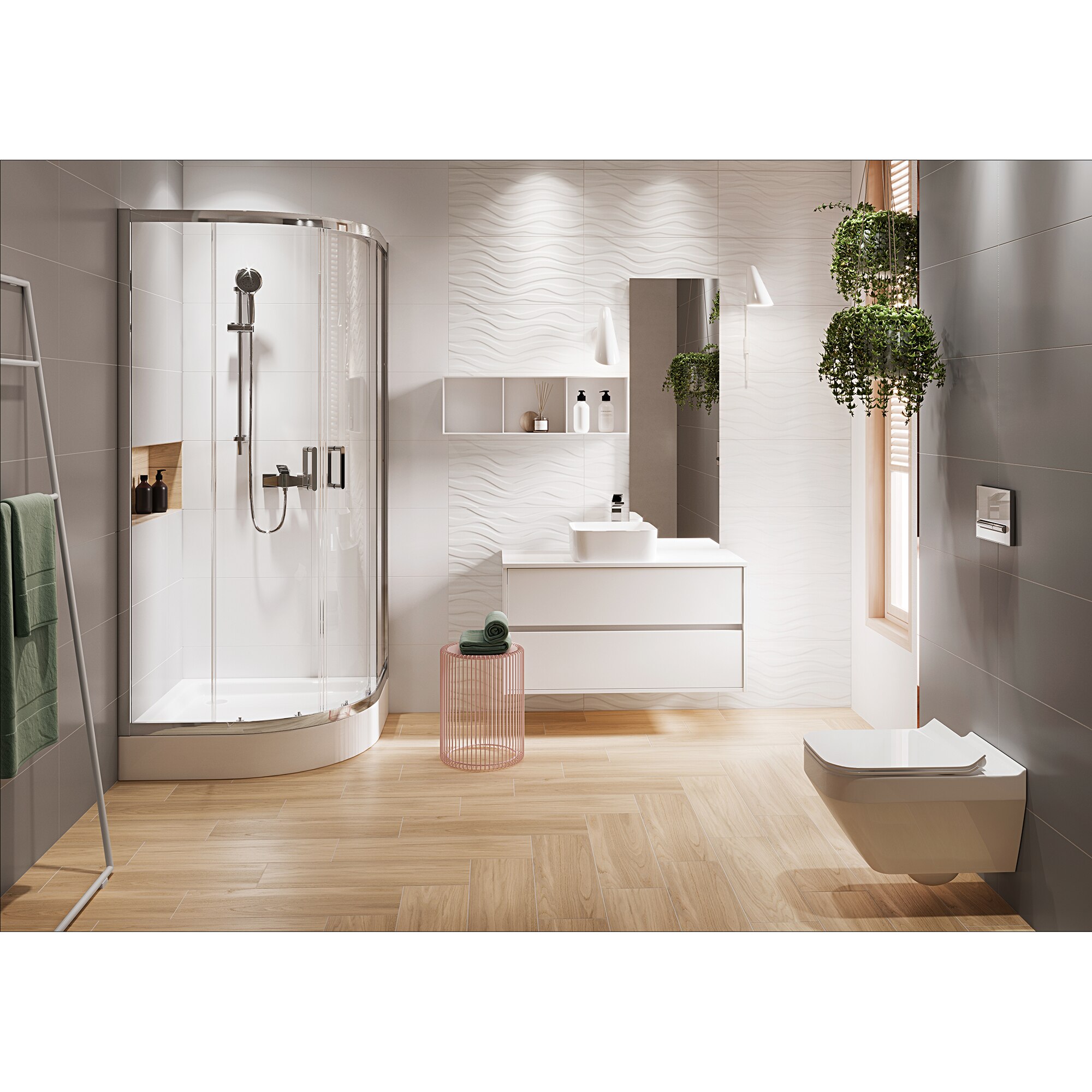 Cabina de dus Cersanit ZIP, S154-002, Clean Pro, sticla temperata transparenta, 5 mm, 90x90x190 cm, profil Crom