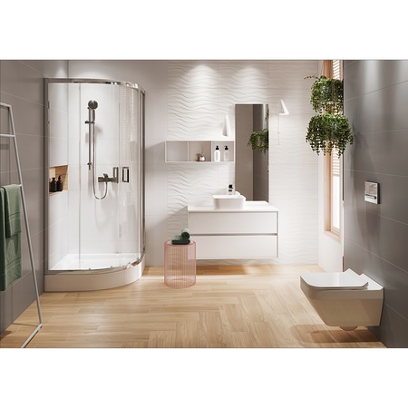 Cabina de dus Cersanit ZIP, S154-002, Clean Pro, sticla temperata transparenta, 5 mm, 90x90x190 cm, profil Crom