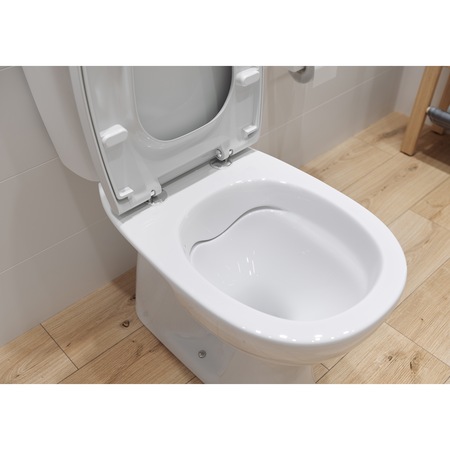 Pachet vas WC Cersanit Compact 682 Arteco K667-077, Clean On, evacuare verticala 020, capacitate rezervor 3/5 litri + Capac WC, inchidere lenta, polipropilena, Alb