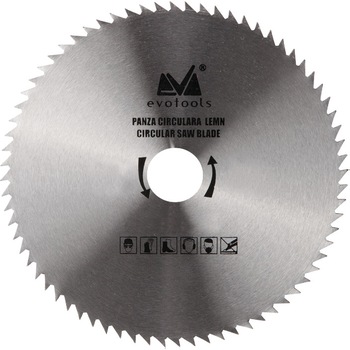Panza Circulara Lemn EvoTools, Diametrul 180 mm, Diametrul Interior 22.23 mm, Numar Dinti 72 Panza Circulara Lemn EvoTools, Diametrul 180 mm, Diametrul Interior 22.23 mm, Numar Dinti 72