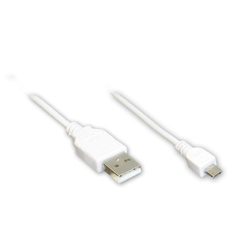 Cablu USB - microUSB alb 1.8m Goobay Cablu USB - microUSB alb 1.8m Goobay