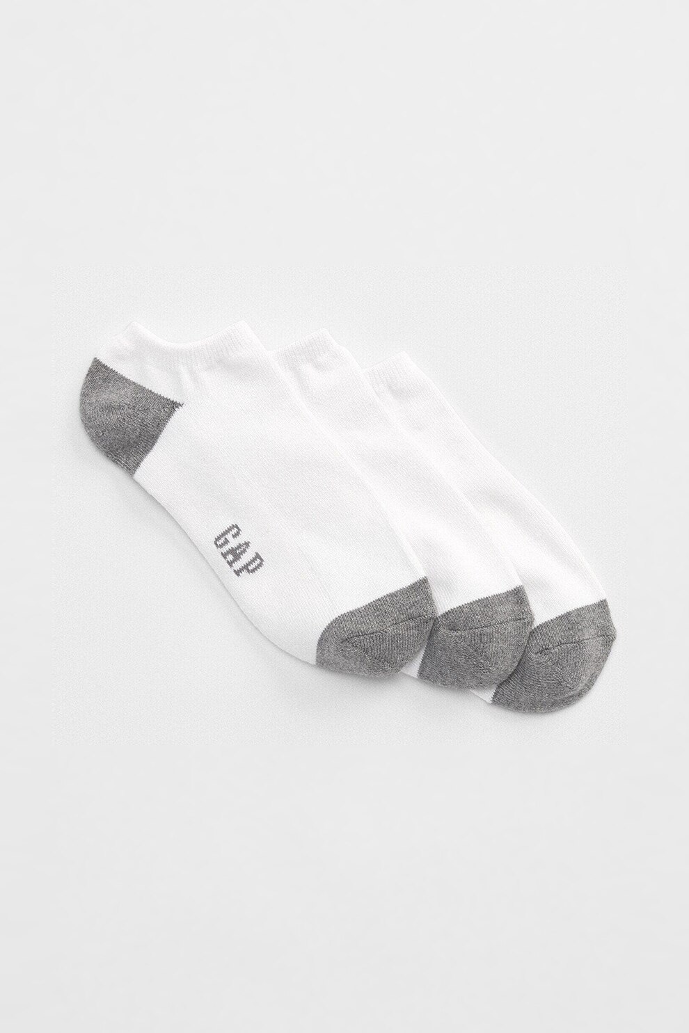 GAP, Set de sosete scurte din amestec de bumbac - 3 perechi, Alb optic/gri inchis, One Size