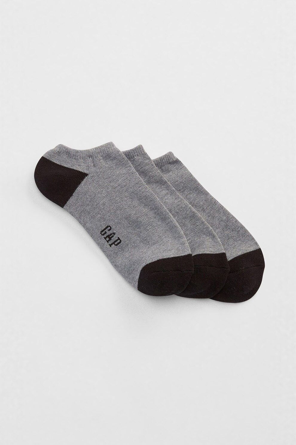 GAP, Set de sosete scurte din amestec de bumbac - 3 perechi, Gri/Negru, One Size