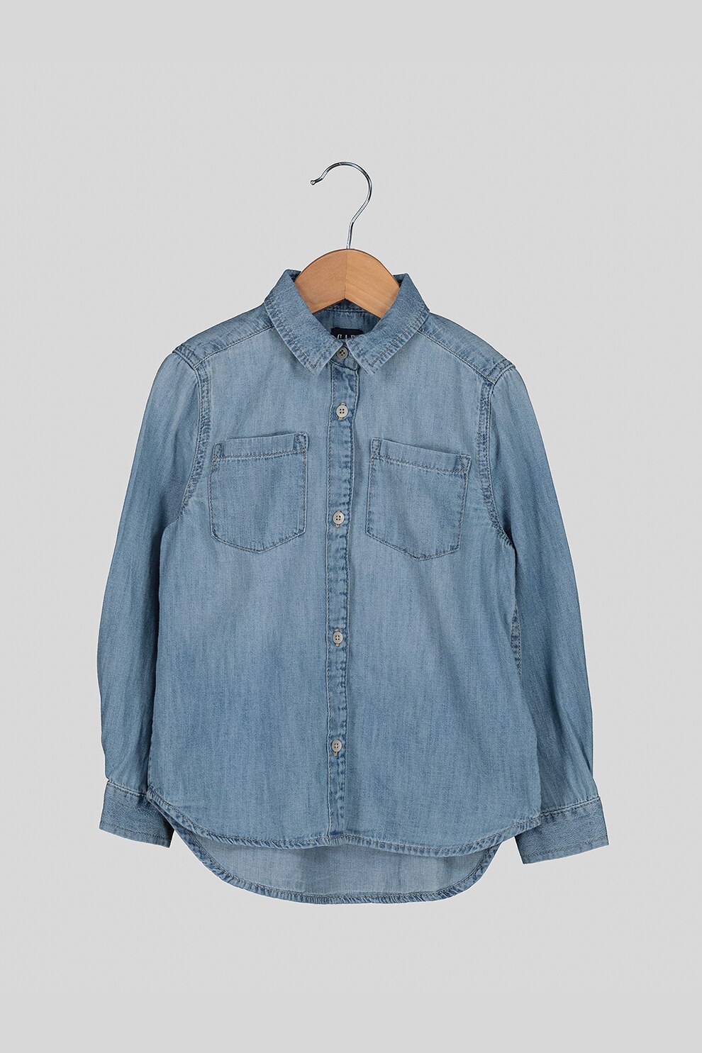GAP, Camasa din denim cu buzunare pe piept, Albastru deschis