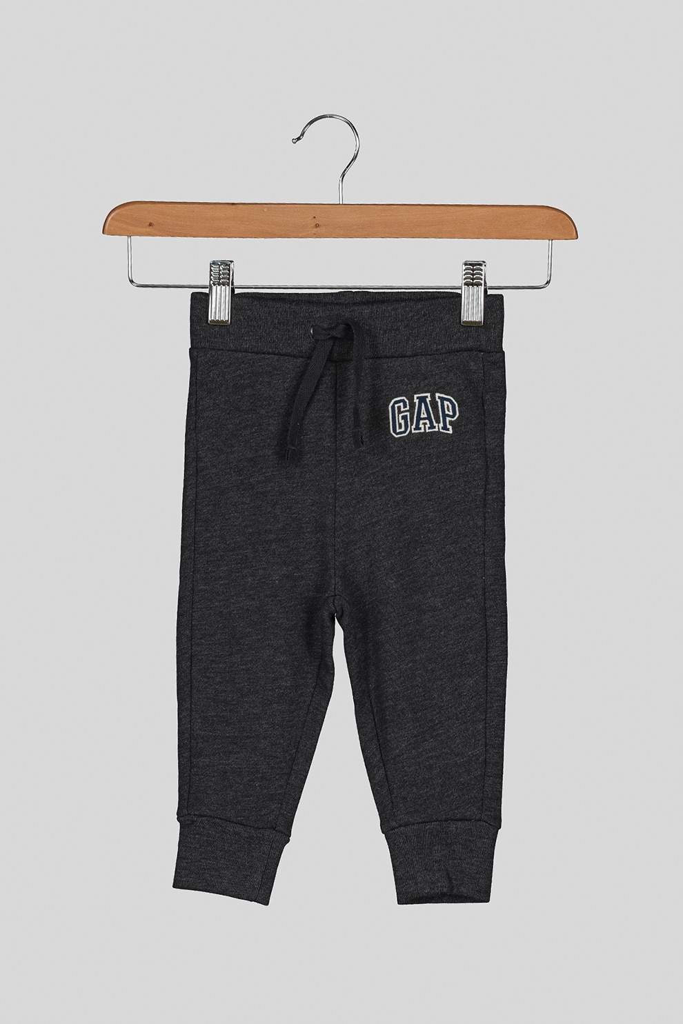GAP, Pantaloni sport cu captuseala de fleece si logo brodat, Gri inchis, 80 CM