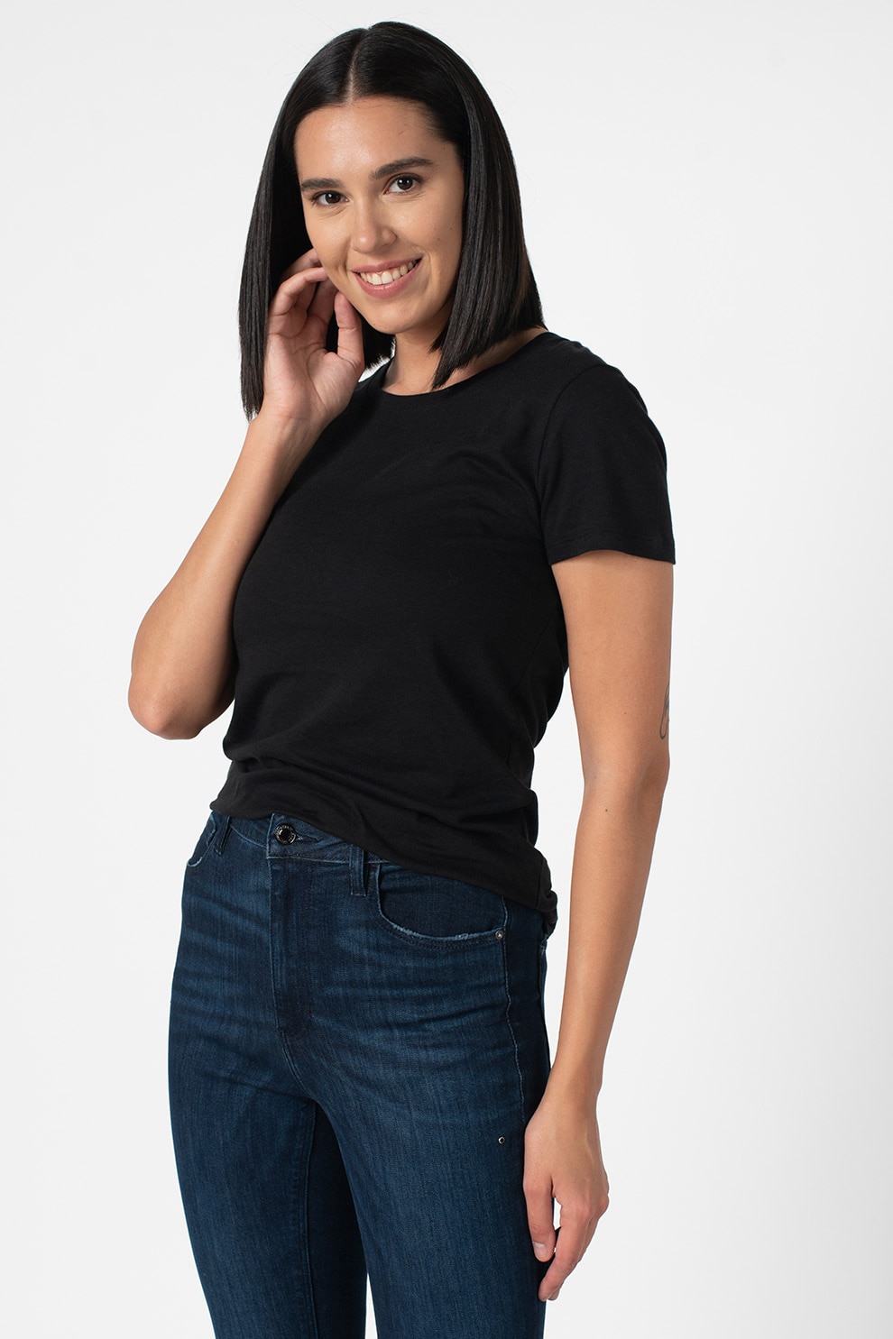 GAP, Set de tricouri cu decolteu la baza gatului - 2 piese, Negru