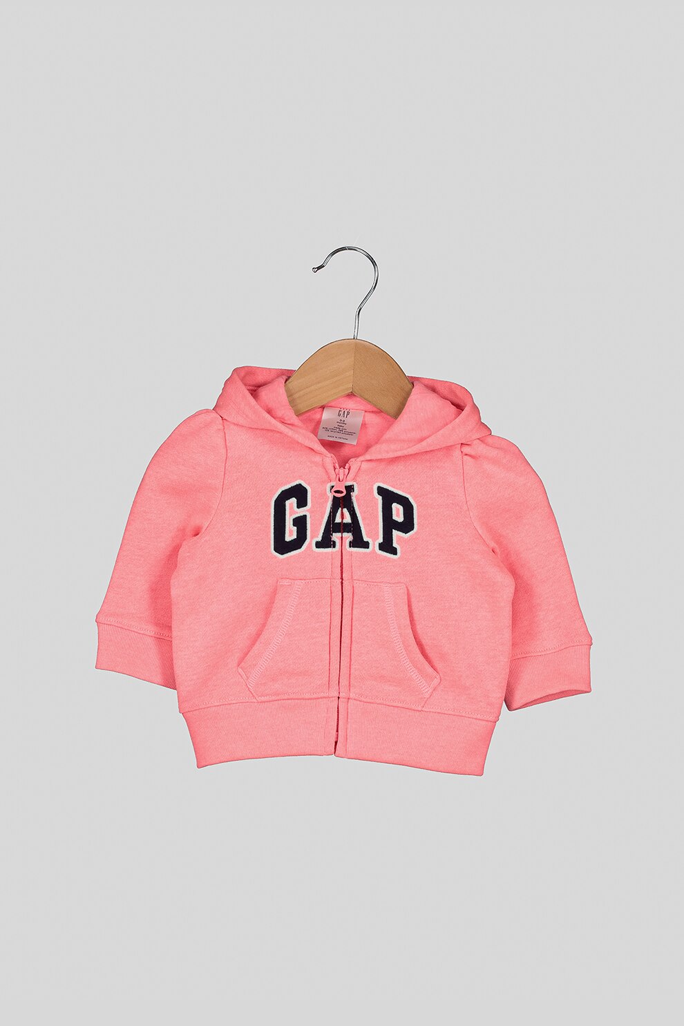 GAP, Hanorac cu fermoar si aplicatie logo, 50 CM, Roz