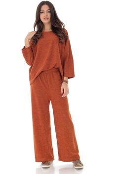 Compleu bluza si pantalon portocaliu, cu lurex, ROH - TR346, ONESIZE Compleu bluza si pantalon portocaliu, cu lurex, ROH - TR346, ONESIZE