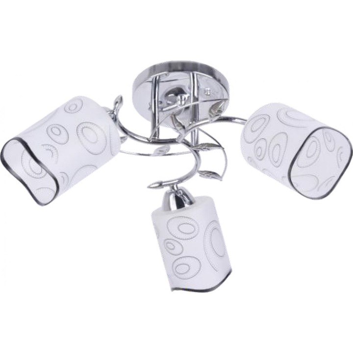 Lustra Dots cu 3 surse de iluminare, 3xE27, Alb/Crom