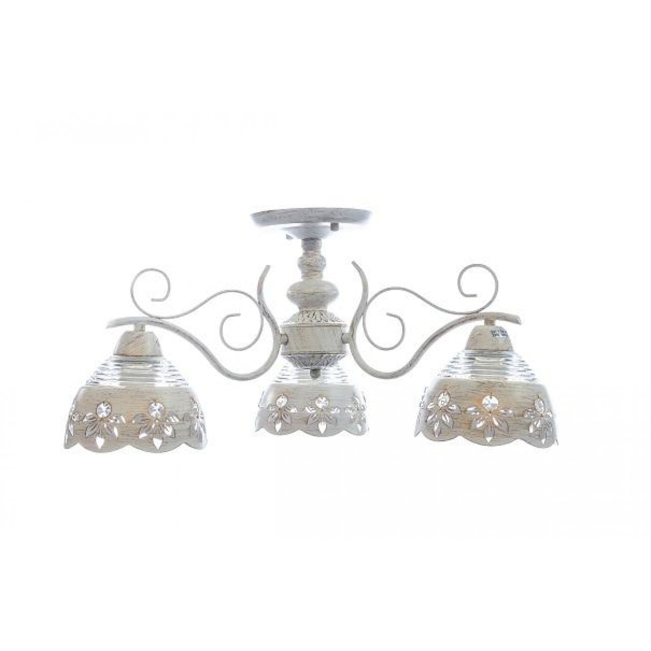 Lustra Prego cu 3 surse de iluminare, 3xE27, Alb patinat