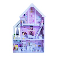 casuta pentru papusi xxl din lemn masiv novokids cinderella playhouse cu piese mobilier detasabile  jucarie educativa inaltime 126 cm materiale eco multicolor imagen 6_0_
0