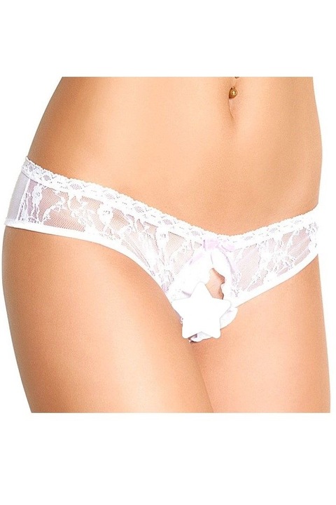 Chilotei, Softline 2418, dantela, cu decupaj, Alb