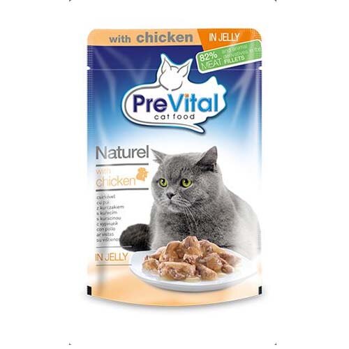 Hrana umeda pisici PreVital, Natural, Pui in jeleu, 85 g