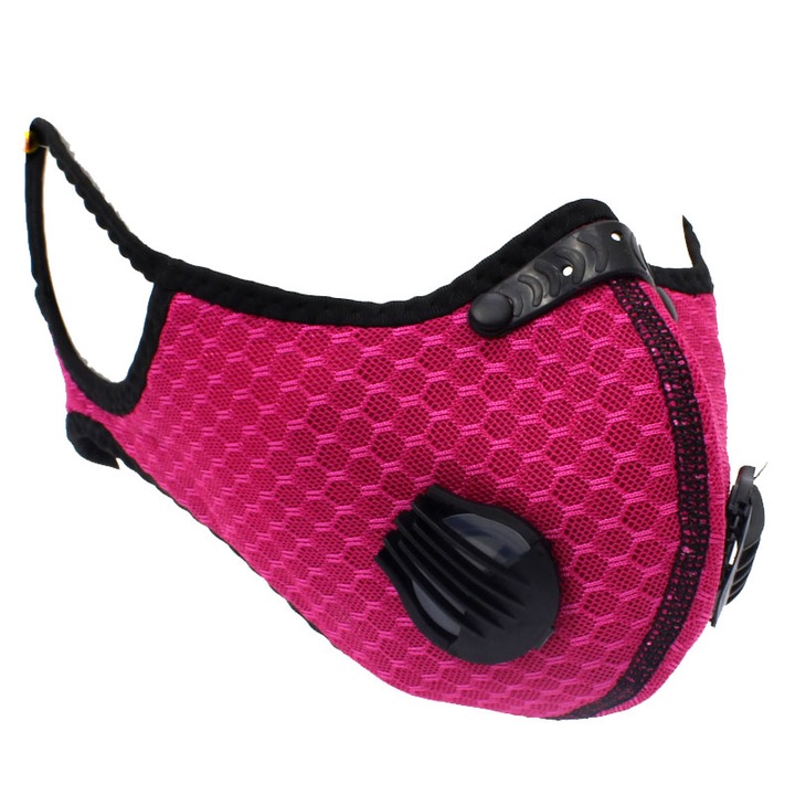 Masca Roz de Protectie pentru Copii, Aspect Modern, Sport, cu Filtru de Carbon, 2 Valve