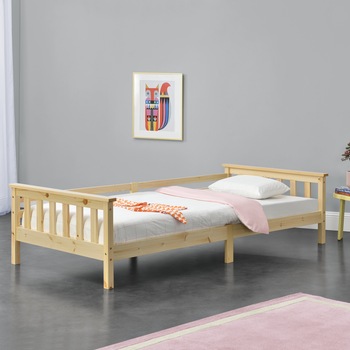 Pat copii Nuuk H200, en.casa, 209 x 100 x 52 cm, lemn/furnir, culoarea lemnului de brad Pat copii Nuuk H200, en.casa, 209 x 100 x 52 cm, lemn/furnir, culoarea lemnului de brad