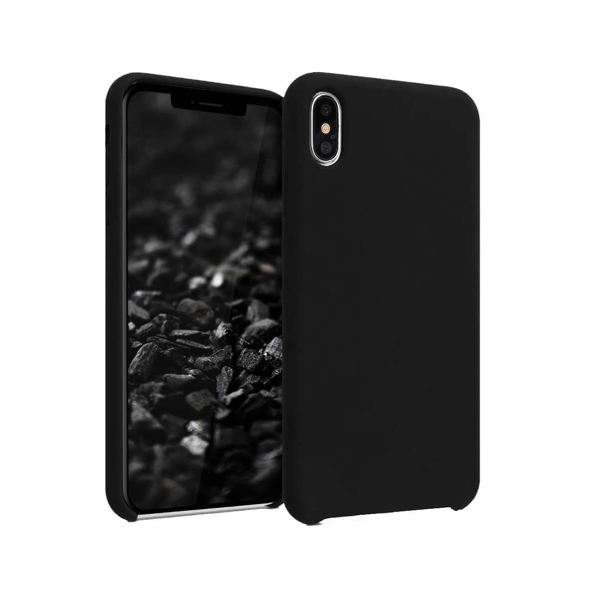 Carcasa Edman din silicon captusita cu microfibra la interior si colturi intarite, pentru Iphone XS Max, Negru