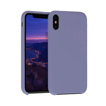 Carcasa Edman din silicon captusita cu microfibra la interior si colturi intarite, pentru Iphone XS Max, Rock Blue