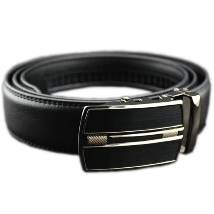 Curea barbati, GOGOU, Piele naturala, 120 cm, Negru