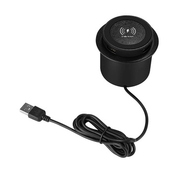 Statie de incarcare 18W, incorporabila in birou, retractabila,cu Fast QI Wireless si 2 x USB 2A, negru Statie de incarcare 18W, incorporabila in birou, retractabila,cu Fast QI Wireless si 2 x USB 2A, negru