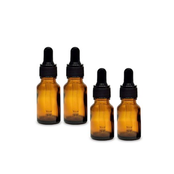 Set 4 sticle de 5ml si 10ml cu pipeta ZAJA®, pentru uleiuri esentiale, maro Set 4 sticle de 5ml si 10ml cu pipeta ZAJA®, pentru uleiuri esentiale, maro