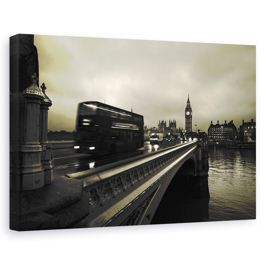 Tablou canvas - Podul Westminster, Noapte, Ploaie, Londra, Autobuz, 40 x 60 cm