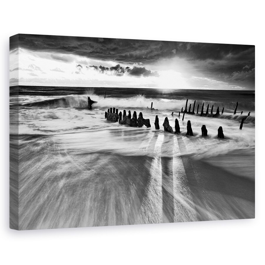 Tablou canvas - Lumina Calda A Soarelui, Plaja, Surf, Vapor, Epava, Soare, 60 x 90 cm