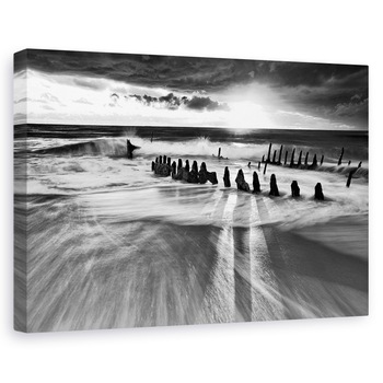 Tablou canvas - Lumina Calda A Soarelui, Plaja, Surf, Vapor, Epava, Soare, 60 x 90 cm Tablou canvas - Lumina Calda A Soarelui, Plaja, Surf, Vapor, Epava, Soare, 60 x 90 cm