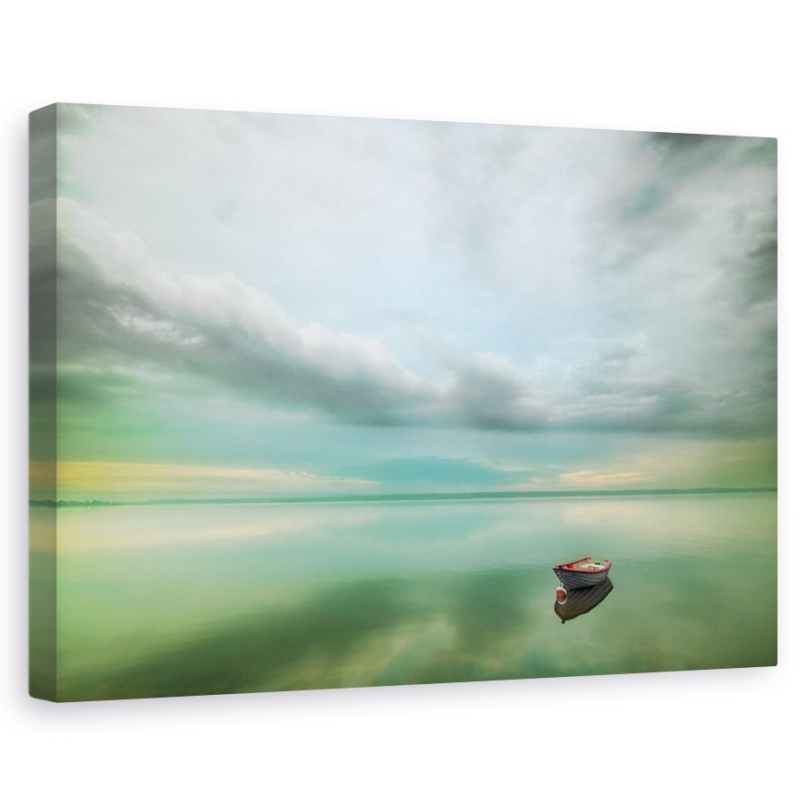 Tablou canvas - Barca, Calm, Singuratic, Apa, Verde, 40 x 60 cm