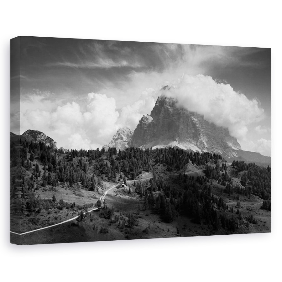 Tablou canvas - Drum Spre Muntele Fumuriu, Peisaj, Alb-Negru, Varf, Summit, 60 x 90 cm