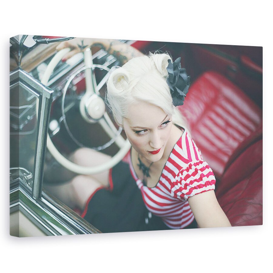 Tablou canvas - Promit, Ai Castigat Nu Ma Sterge, Femeie, Fata, Mercedes, Vintage, Retro, 40 x 60 cm