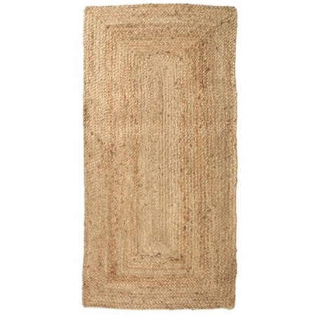 Covor decorativ tip traversa, din iuta, model cu impletituri, dreptunghiular, 140 x 70 cm, natur