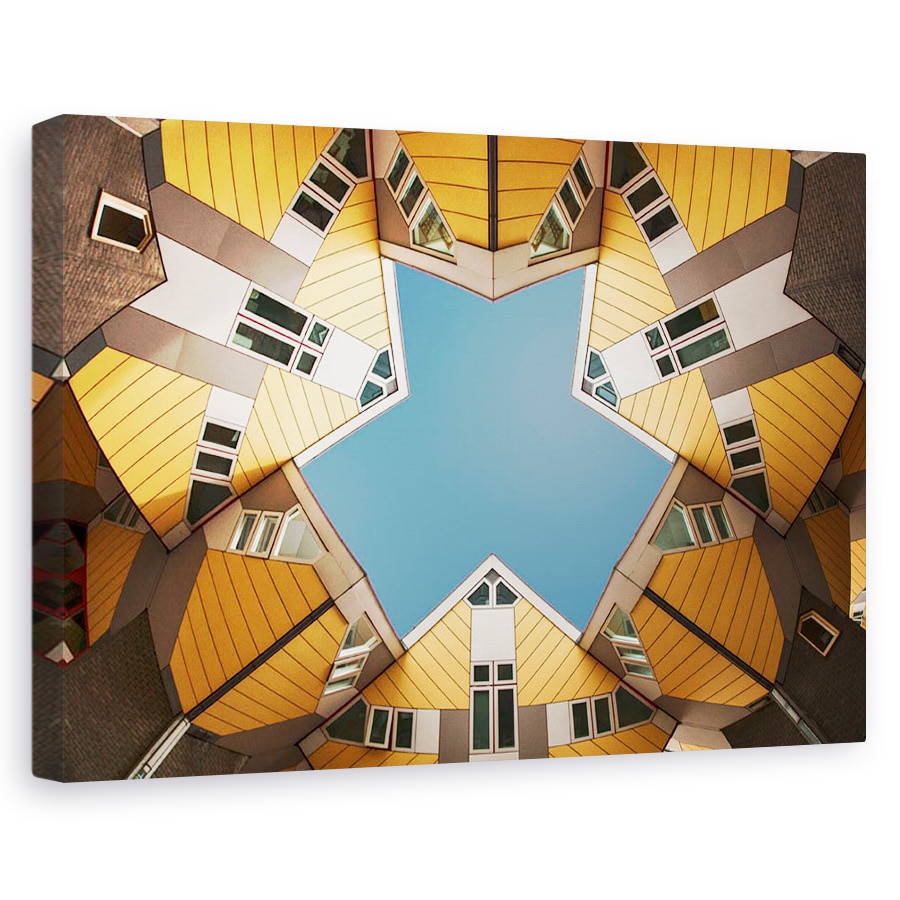 Tablou canvas - Imbratisand Cerul Albastru, Arhitectura, Rotterdam, Piet Blom, Cub, Case, 40 x 60 cm