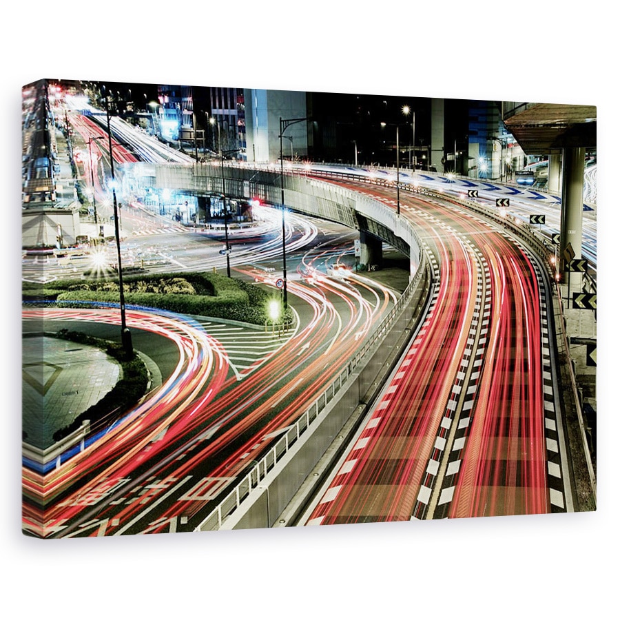 Tablou canvas - Trafic Haotic, Noapte, Drum, Dara, Dungi, Lumini, 20 x 30 cm