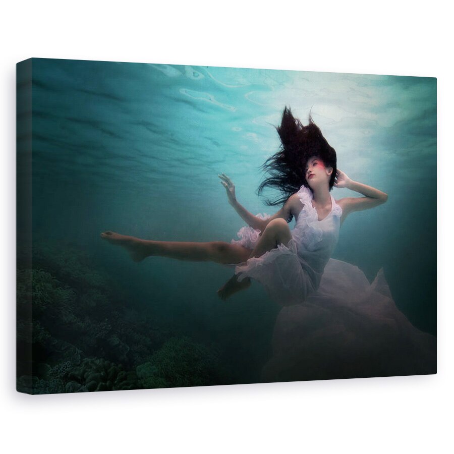 Tablou canvas - Sub Mare, Sub Apa, Rochie, Flux, Alb, 20 x 30 cm